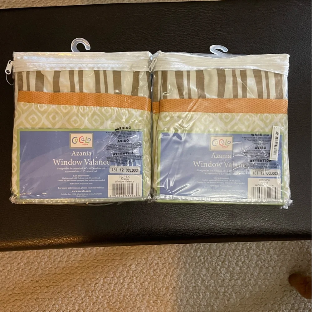 COCALO BABY NWT Lot of 2 Azania Animal Print Window Valance baby bedroom green